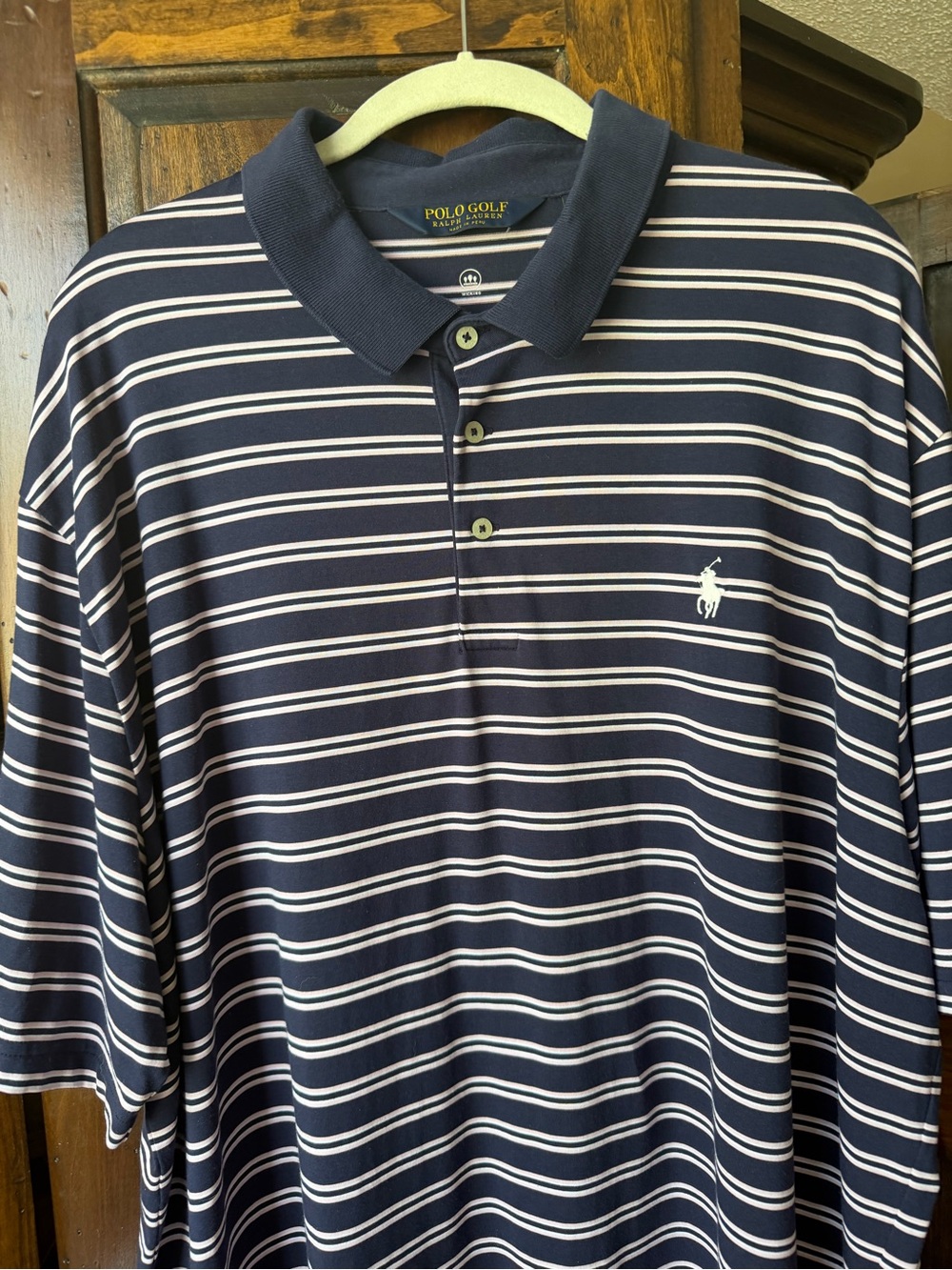 Polo Ralph lauren golf polo wicking XXL navy pink stripes VGUC